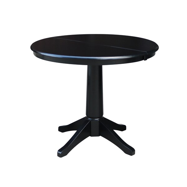 International Concepts Round 36 in Rd Top Pedestal Table, 12 in Leaf, 28.9 inH, Dining Height, Black, 36 in W, 48 in L K46-36RXT-27B - main